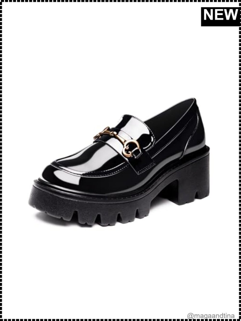 Platform Loafers Women Chunky Block Heel PU Sole Work Dress Shoes